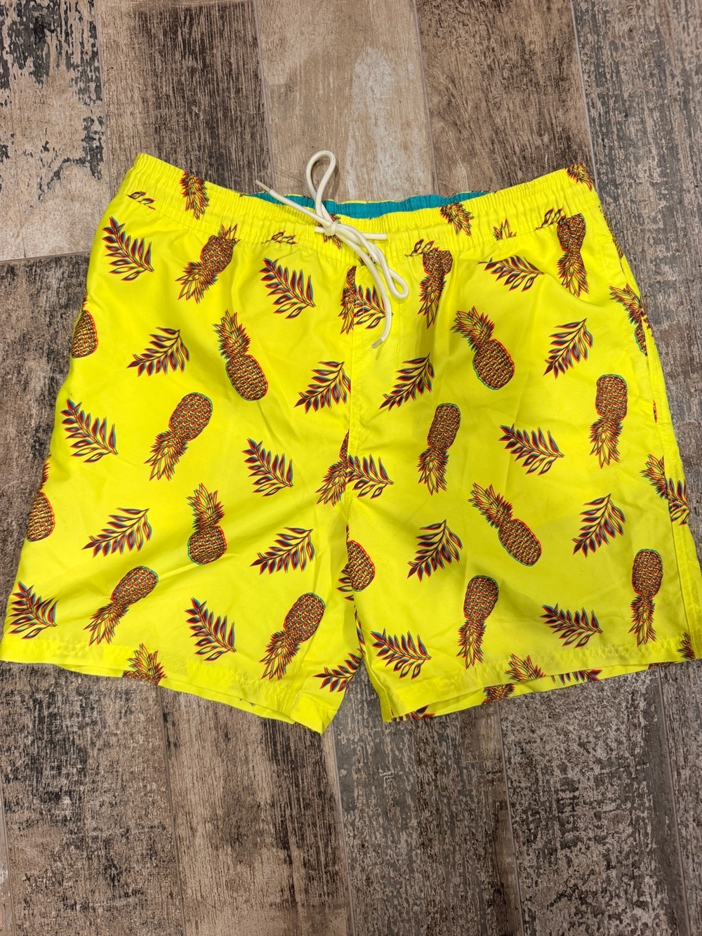 No Boundaries Yellow Pineapple Print Swim Shorts
